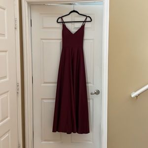 David’s Bridal Spaghetti Strap A-line Bridesmaid Dress (Wine)
